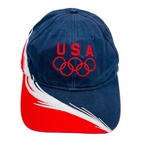 Vintage USA Olympics Hat Strapback Flames Hat Red White Blue